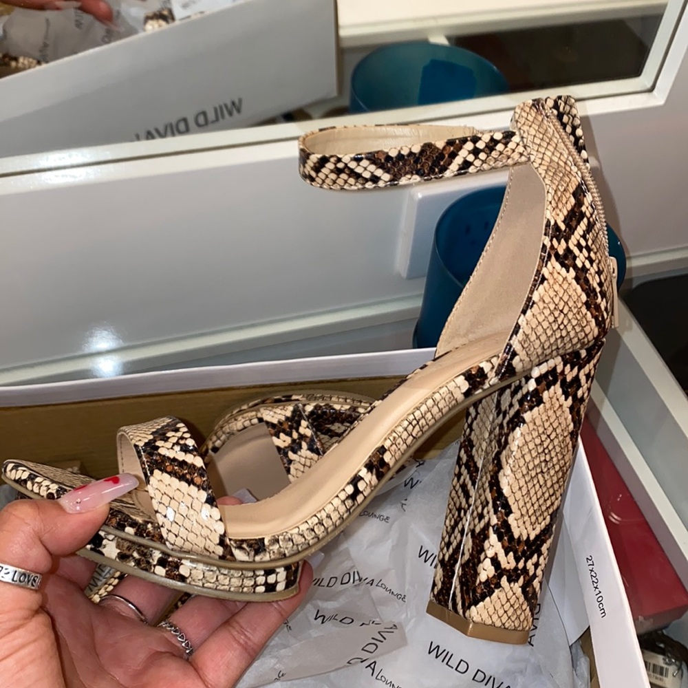 Snake print heels
